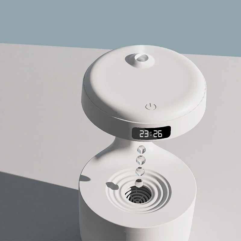 Anti-Gravity Water Droplet Humidifier with LED Clock