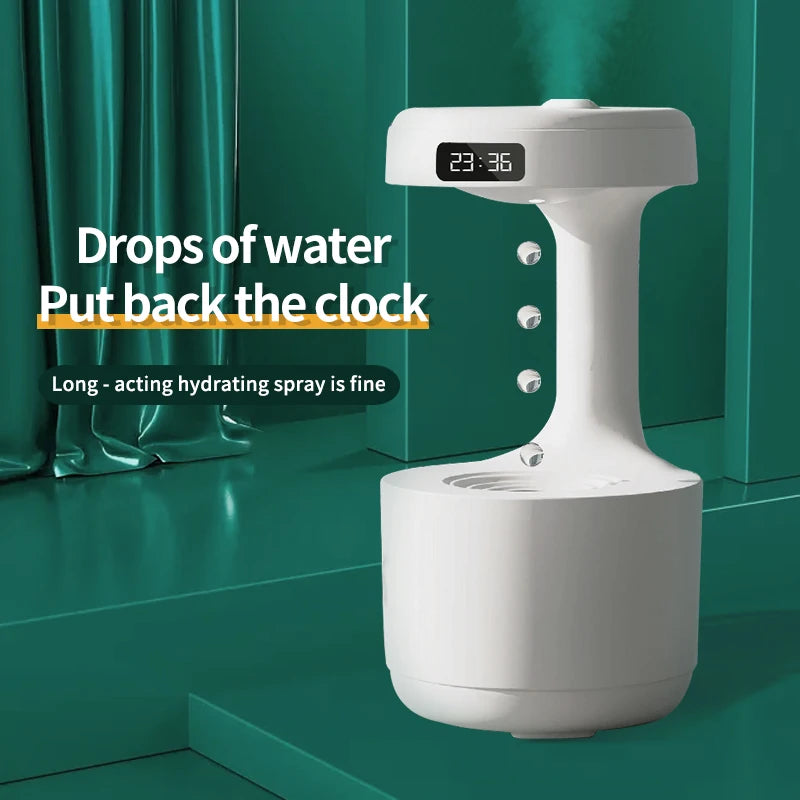 Anti-Gravity Water Droplet Humidifier with LED Clock