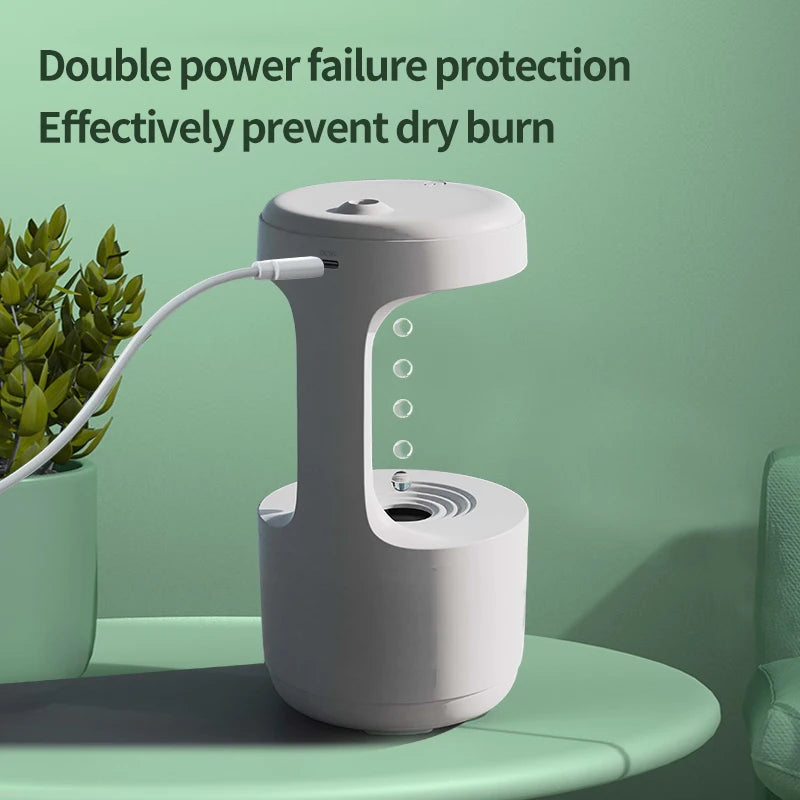 Anti-Gravity Water Droplet Humidifier with LED Clock