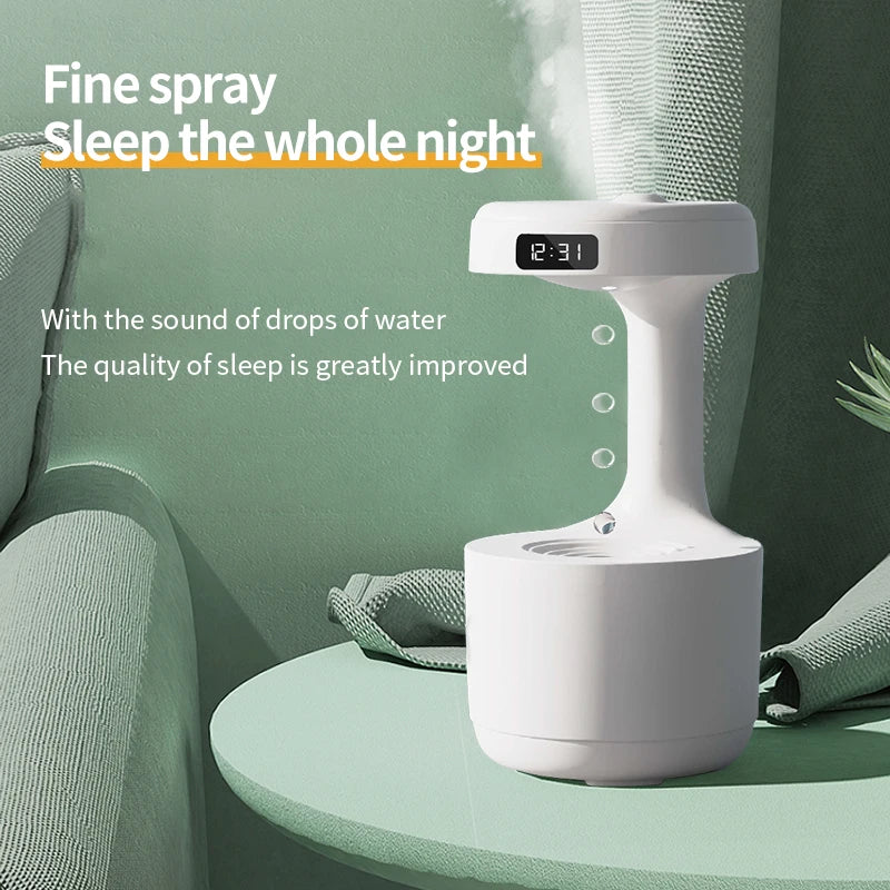 Anti-Gravity Water Droplet Humidifier with LED Clock